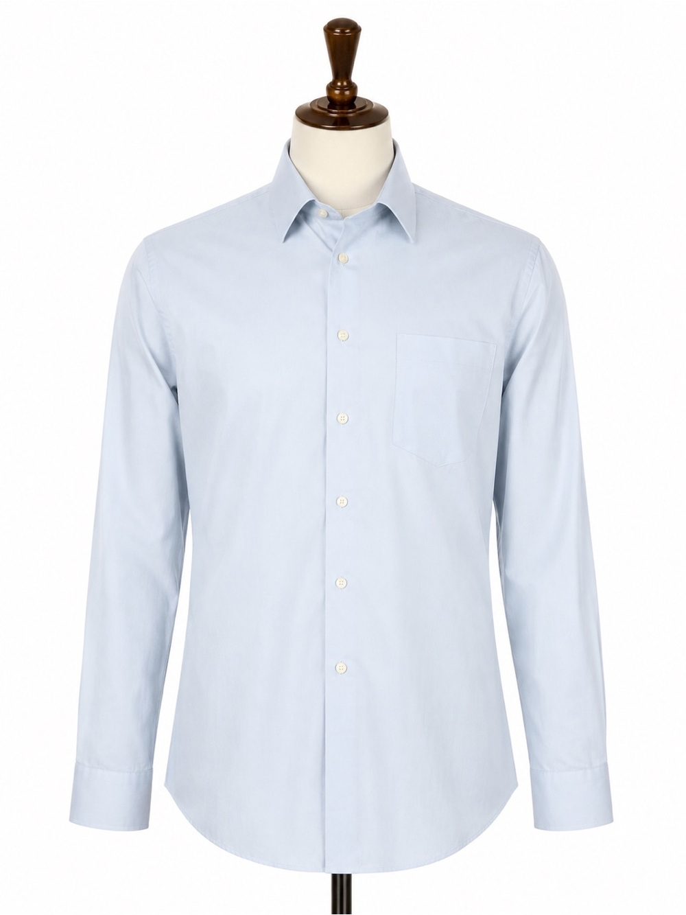 Hugo Boss Two Ply 100% Cotton Dress Shirt 17.5 32/33 Blue Branded Cuff Buttons